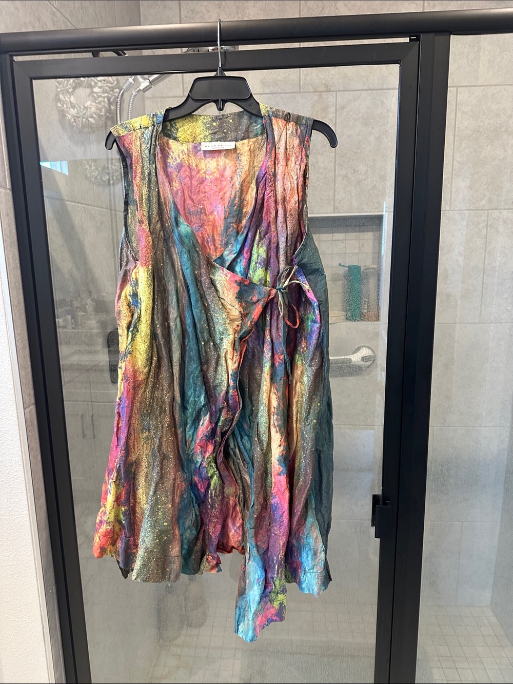 bryn Walker Multicolor Metallic Wrap Midi Dress
